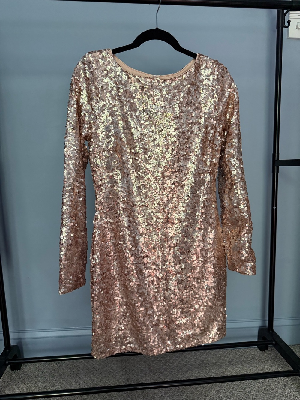 Just Me Pink Rose Gold Sequin Party Dress